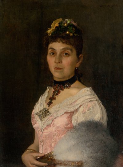 Portrait of a Lady with a Fan. Portrait of Countess Mária Nyáry Radvánszky by Döme Skuteczky